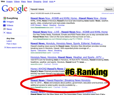 Page 1 Ranking for Honolulu Client