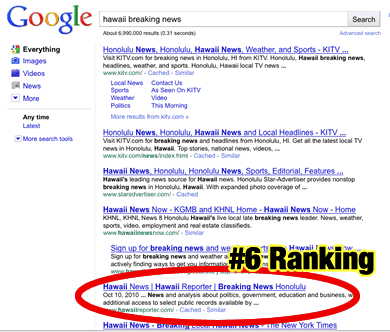 Another Page 1 Google Ranking for Honolulu Clients